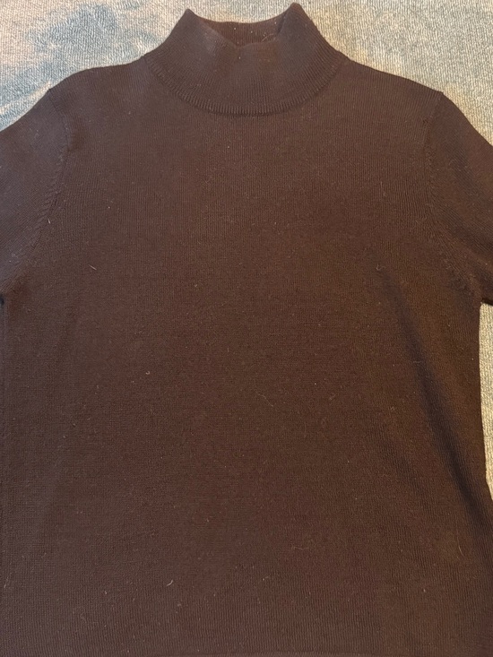 Sweaters - Vintage Merino Wool Black Mock Neck Sweater - Classic Knit